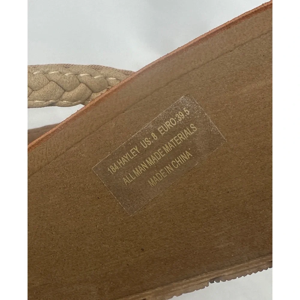 Flojos Hayley Wedge Flip Flops Women 8 Tan Braided Platform Summer Sandals 184